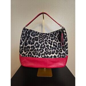 Coach Parker Ocelot Hobo purse in great condition animal print and red leather